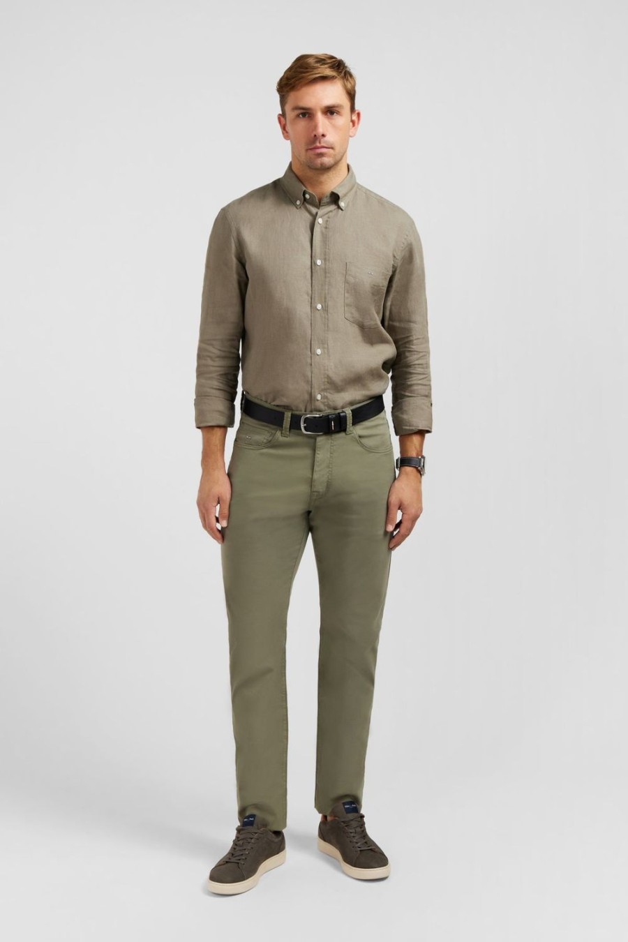 Eden Park 5-Pocket Straight-Leg Khaki Trousers | Pants