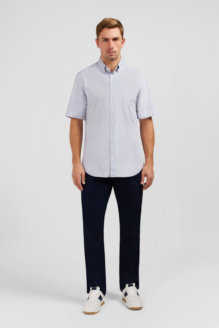 Eden Park Plain Blue Shirt | Short-Sleeved Shirts