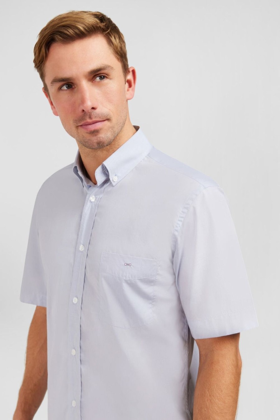 Eden Park Plain Blue Shirt | Short-Sleeved Shirts