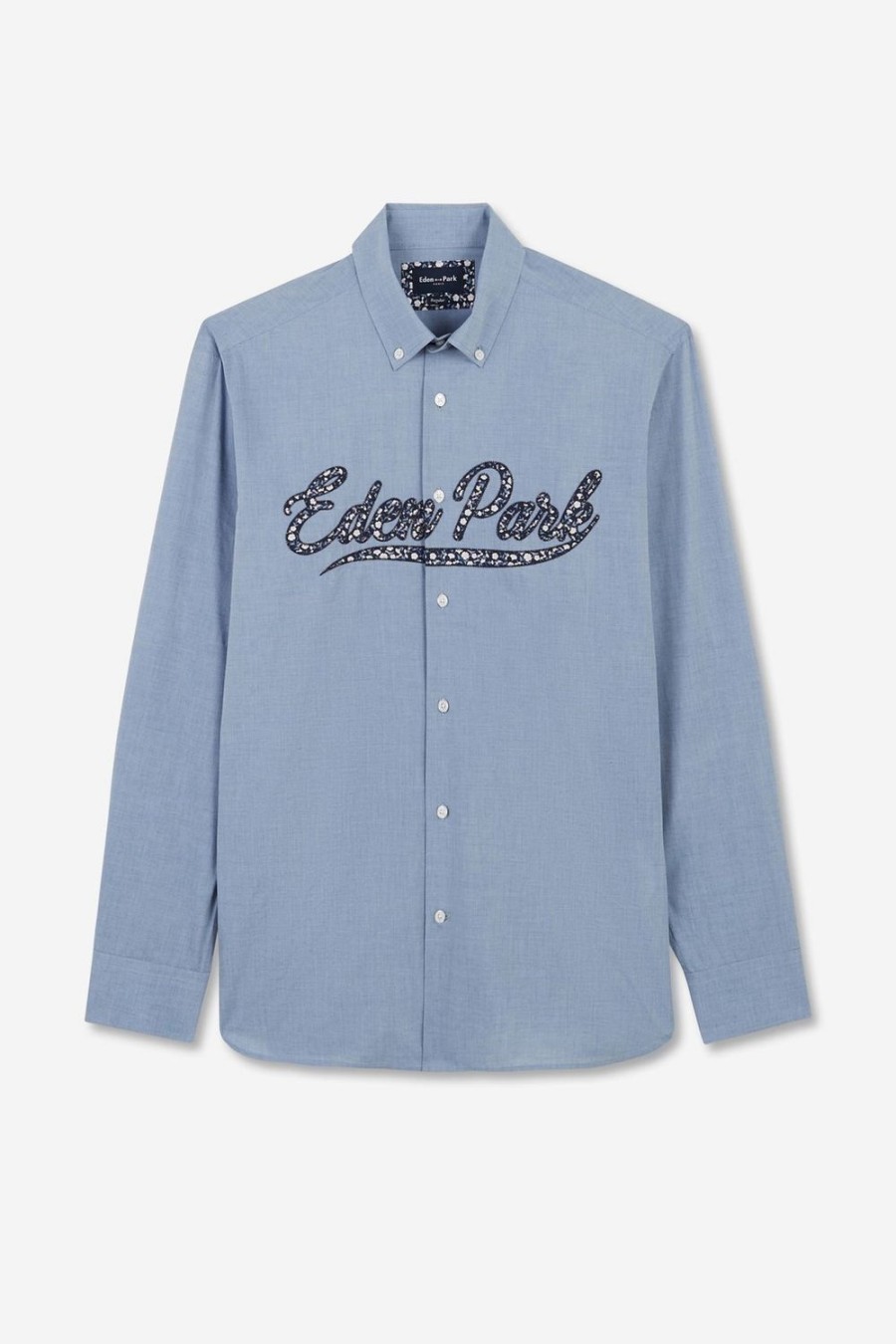 Eden Park Blue Shirt With Floral Eden Park Embroidery | Shirts