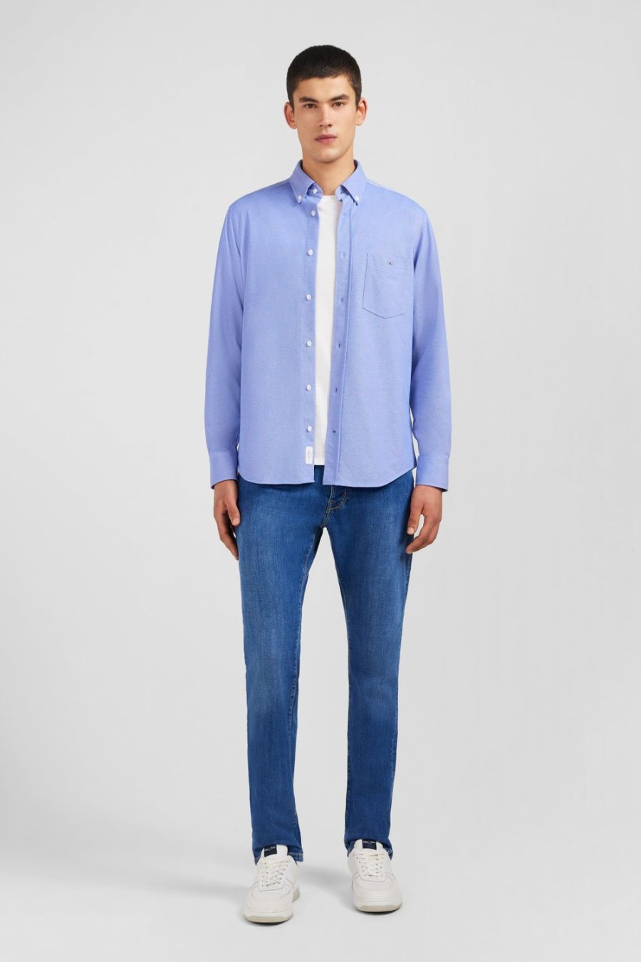 Eden Park Blue Pinpoint Cotton Shirt | Shirts