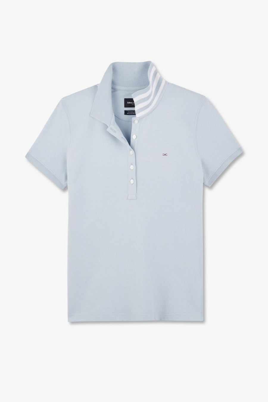 Eden Park Blue Cotton Pima Short-Sleeved Polo Shirt | Polos