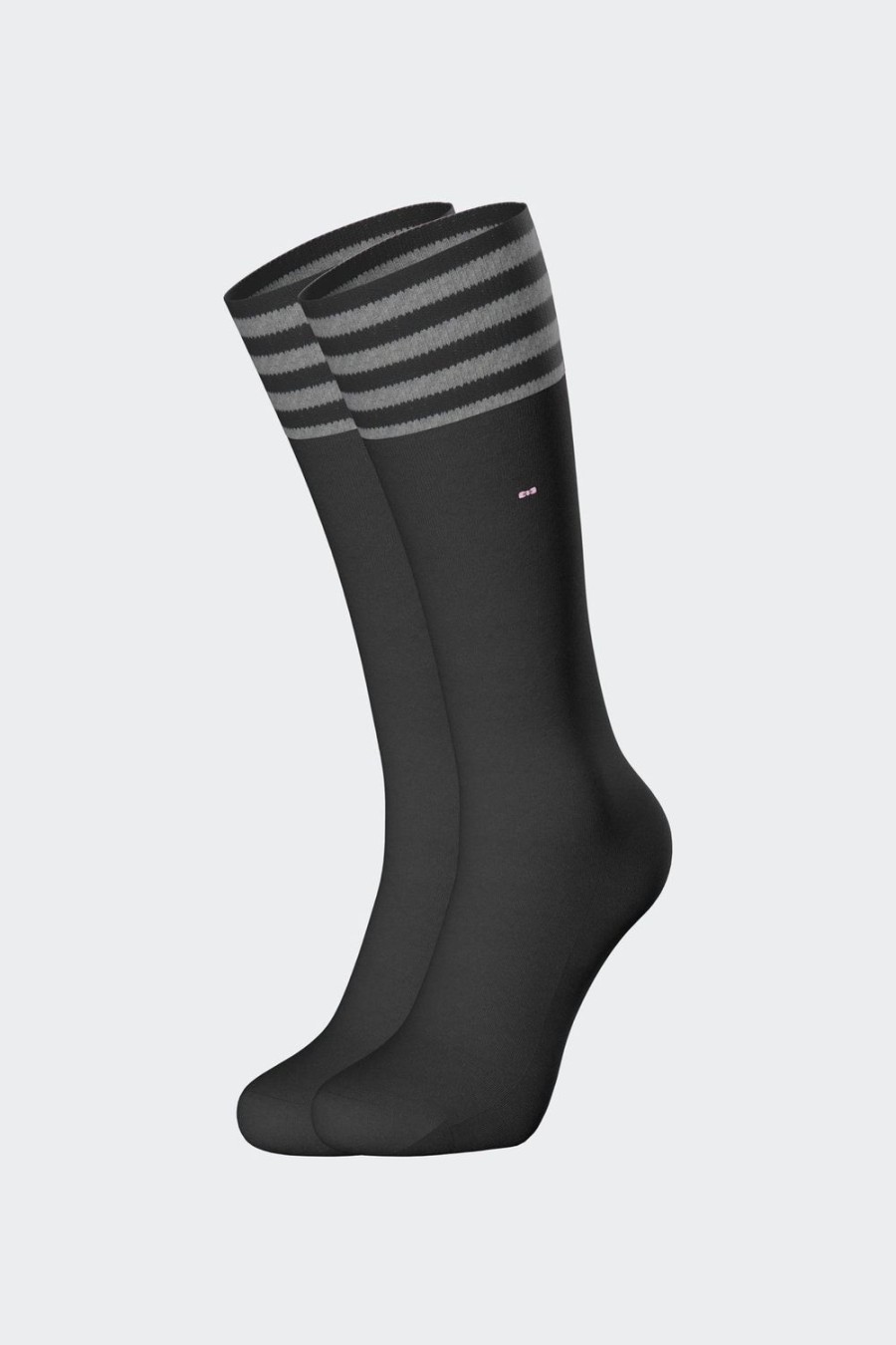 Eden Park Stretch Cotton Black Socks With Striped Edges | Socks