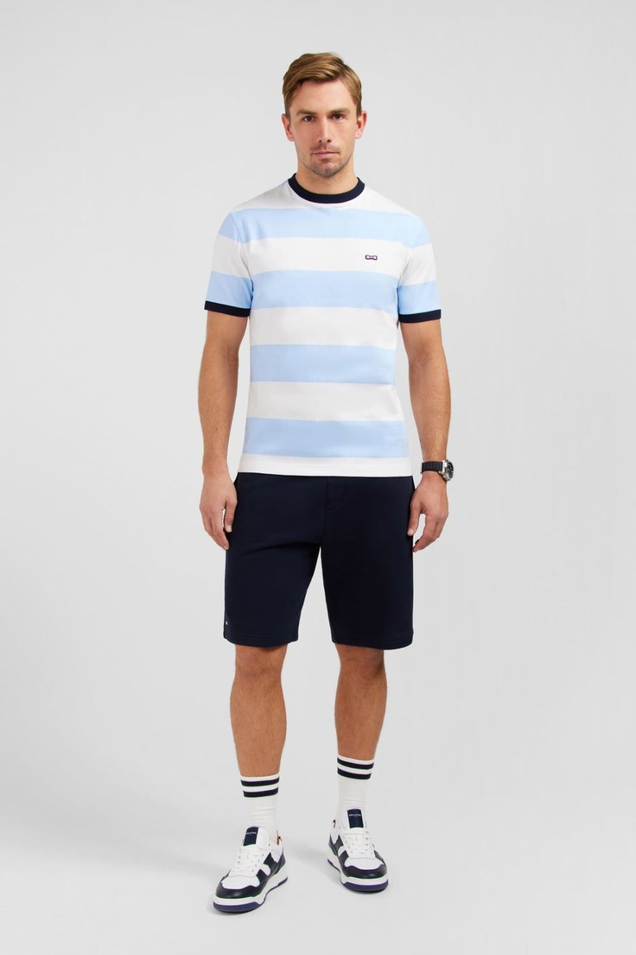 Eden Park Striped Short-Sleeved Blue And White Cotton T-Shirt | T-Shirts