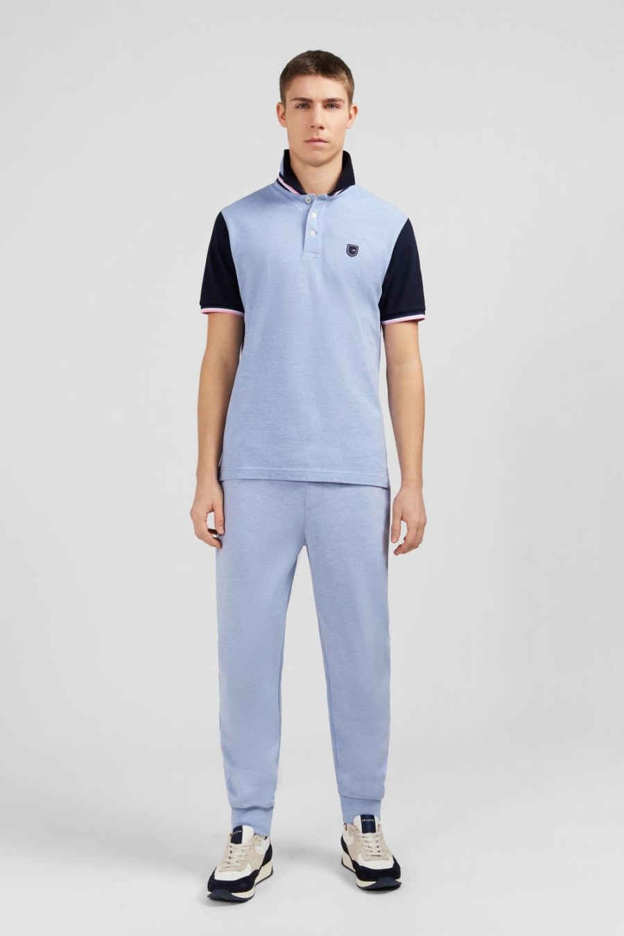 Eden Park Blue Short-Sleeved Colour-Block Polo Shirt | Polos