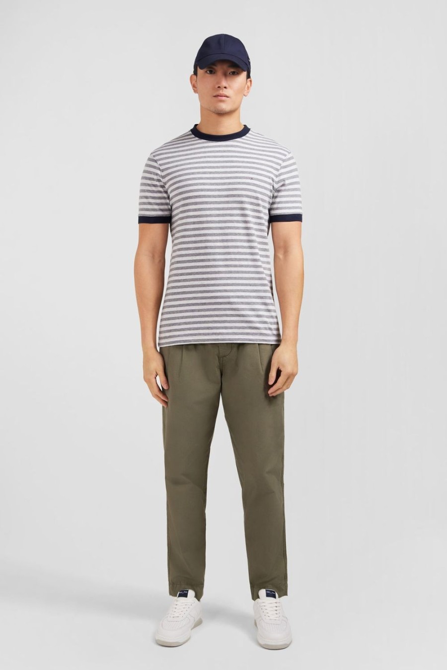 Eden Park Grey Short-Sleeved Striped T-Shirt | T-Shirts