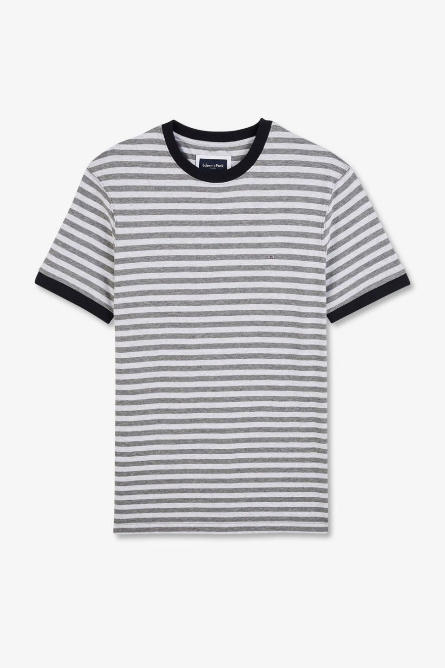 Eden Park Grey Short-Sleeved Striped T-Shirt | T-Shirts