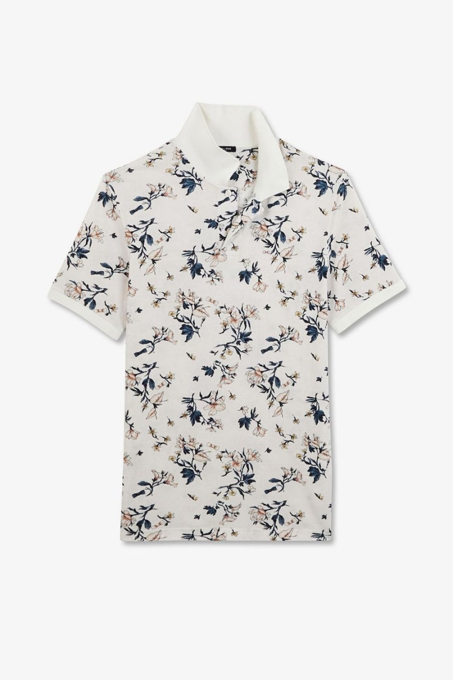 Eden Park White Polo Shirt With An Exclusive Floral Print | Polos