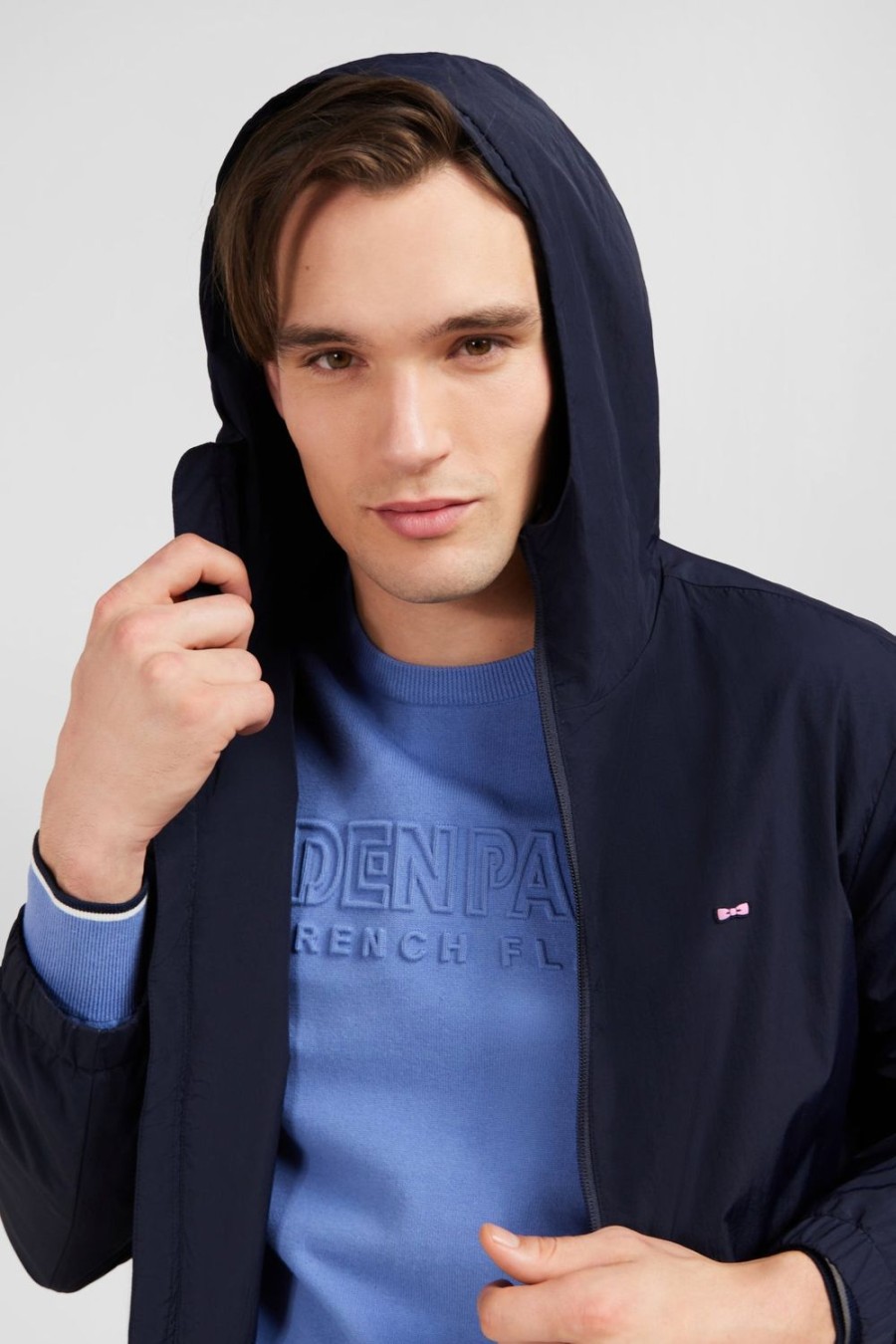 Eden Park Navy Zipped Hooded Parka | Coats