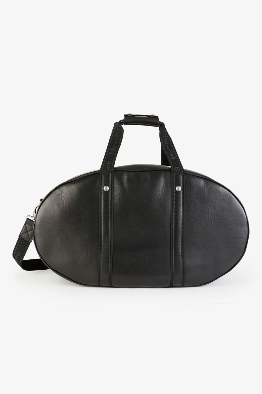 Eden Park Black Leather Oval Travel Bag | Travel Bags