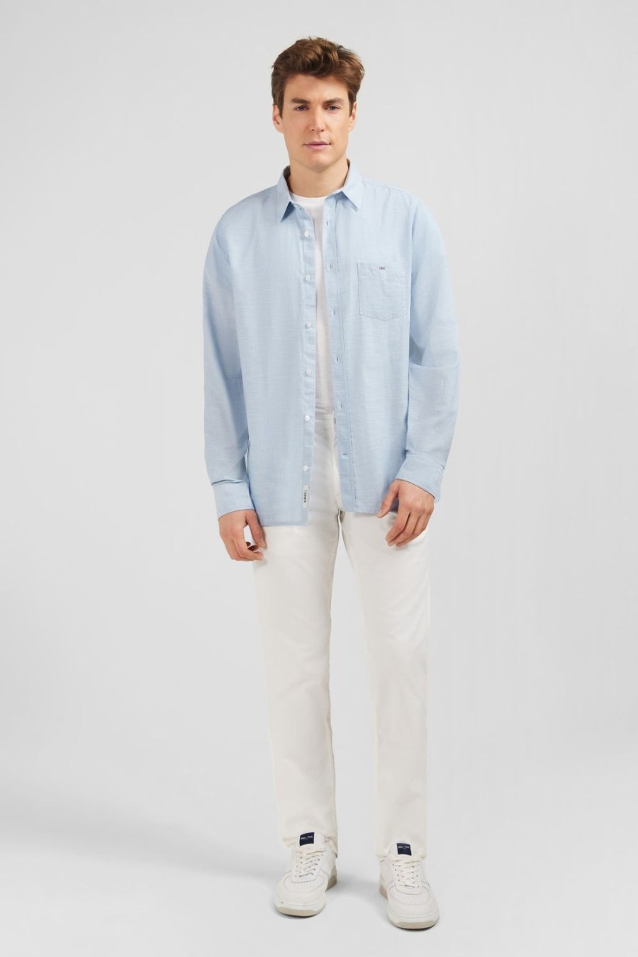 Eden Park Light Blue Shirt In Linen | Shirts