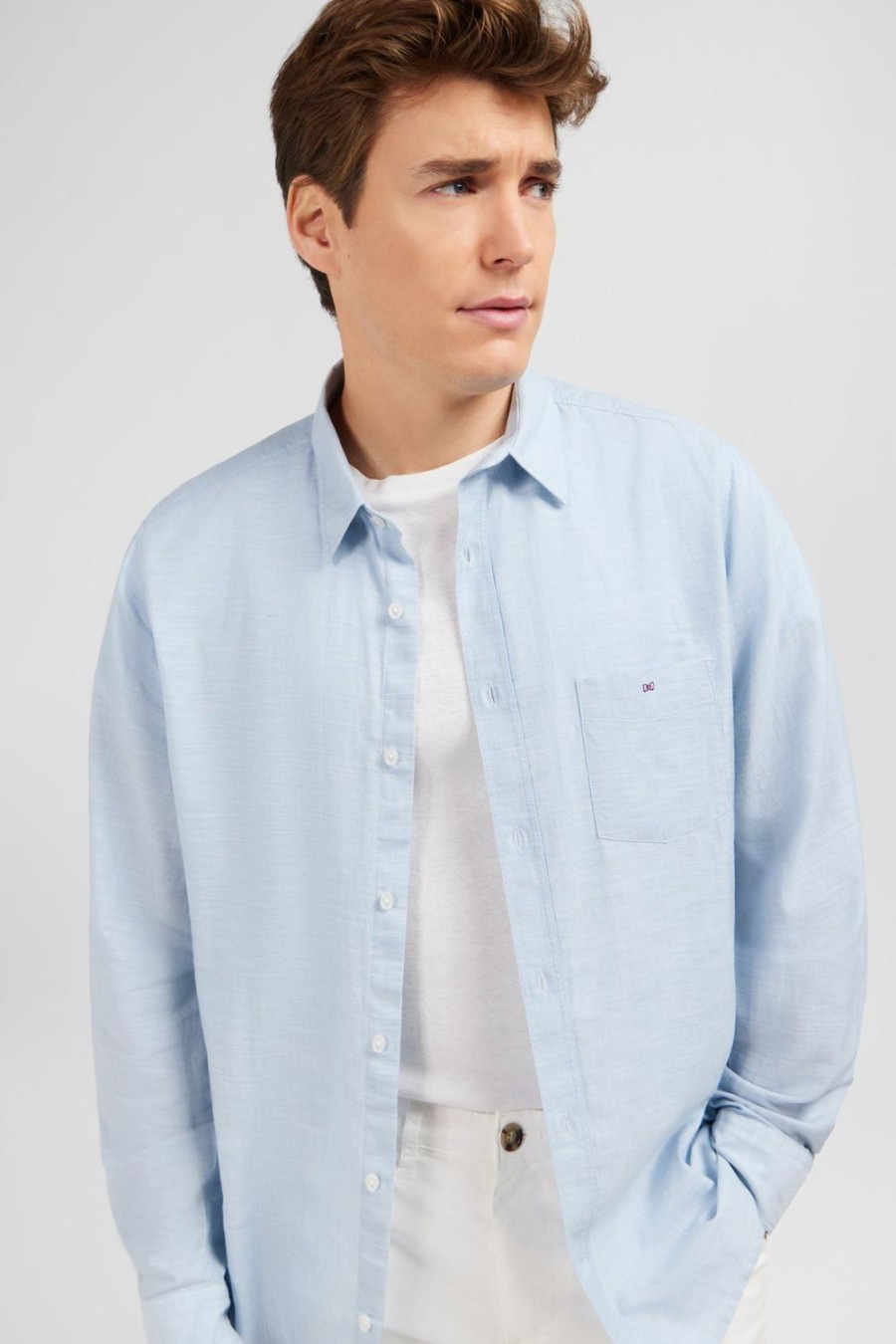 Eden Park Light Blue Shirt In Linen | Shirts