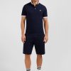 Eden Park Navy Blue Polo Shirt With Tricolour Details | Polos