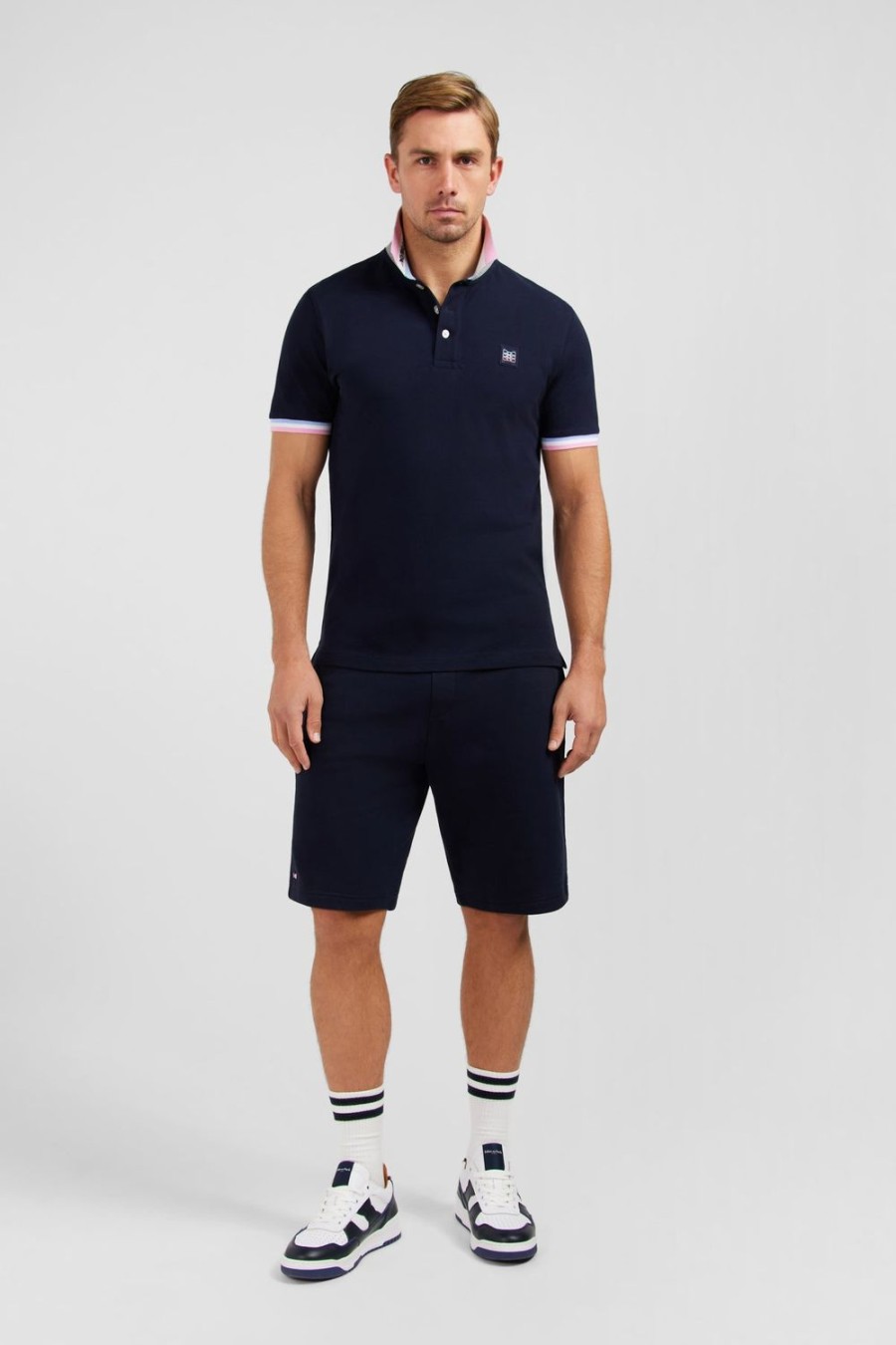 Eden Park Navy Blue Polo Shirt With Tricolour Details | Polos