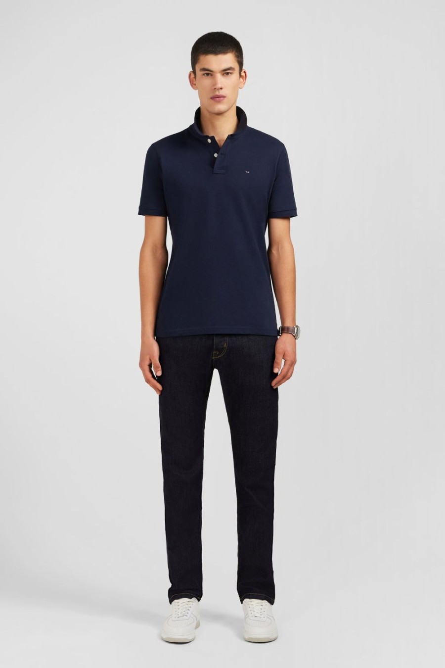 Eden Park Navy Blue Stretch Pima Cotton Polo | Polos