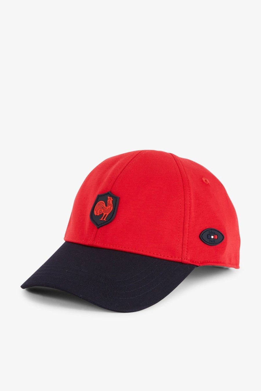 Eden Park Two-Tone Navy And Red Cotton Cap With Rooster Emblem | Caps