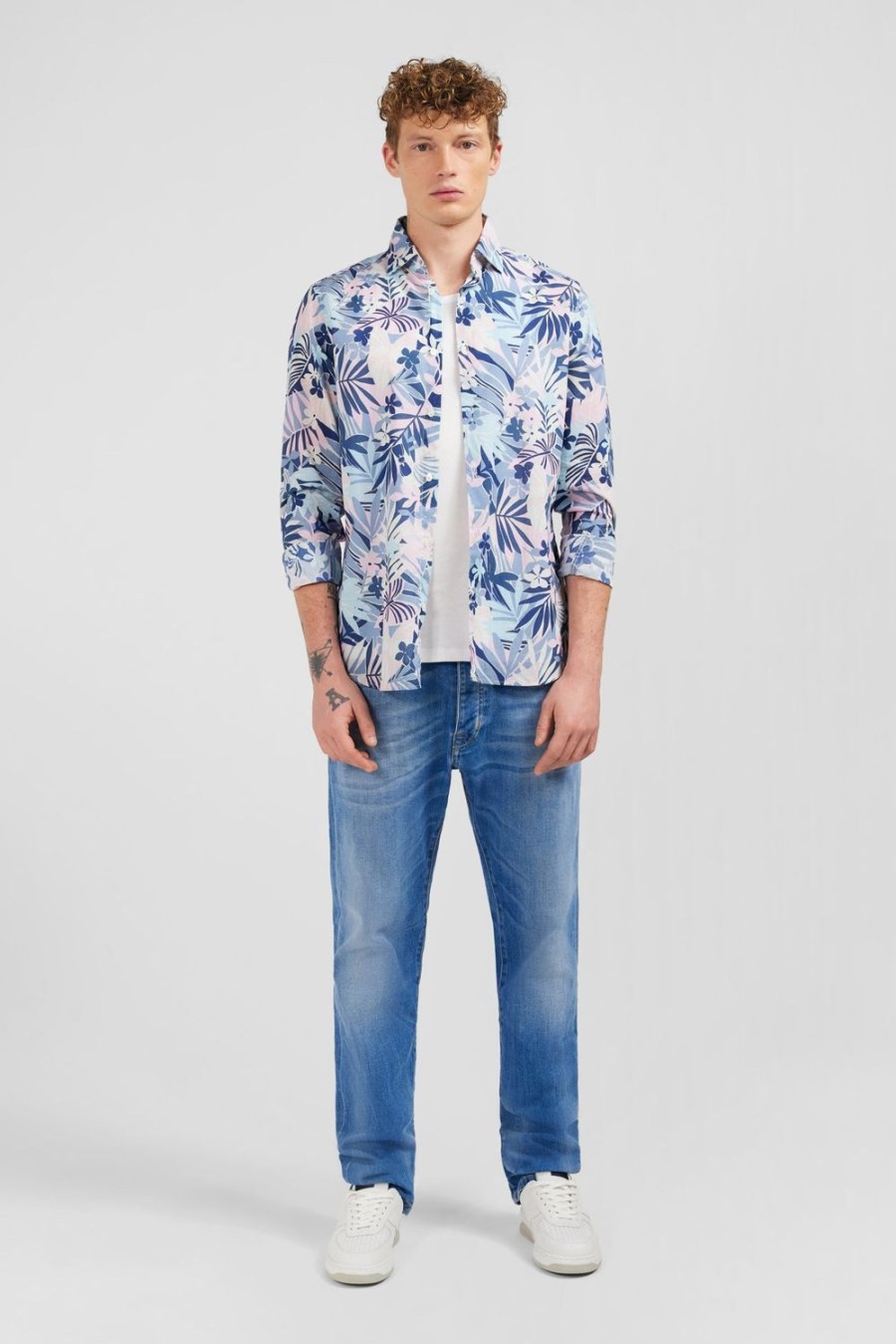 Eden Park Cotton Voile Shirt With Tropical Print | Shirts