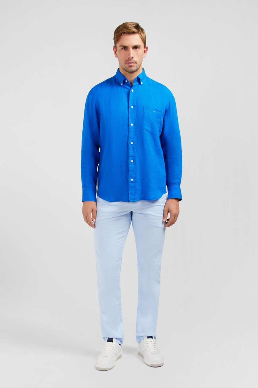 Eden Park Plain Blue Linen Shirt | Shirts