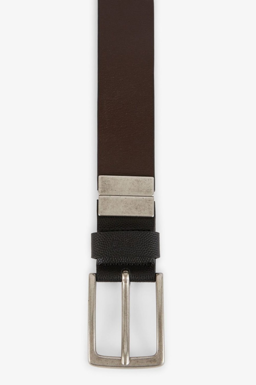 Eden Park Reversible Leather Belt With Silver Metal Buckle | Belts