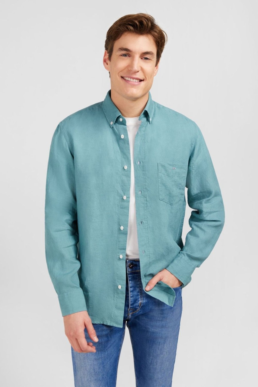 Eden Park Green Linen Shirt | Shirts