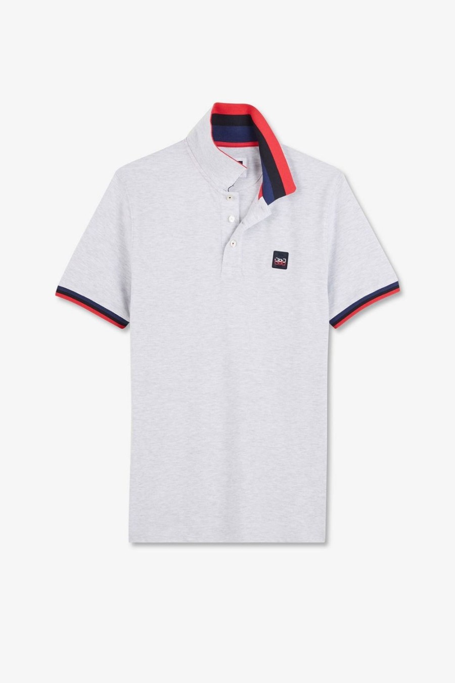 Eden Park Grey Polo Shirt With Tricolour Details | Polos