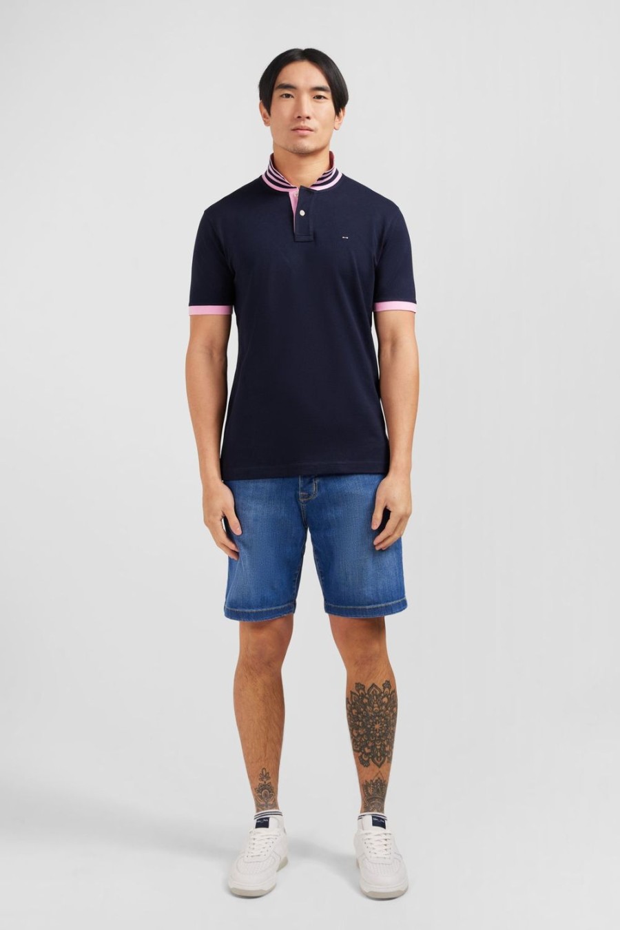 Eden Park Navy Blue Pima Cotton Polo With Contrasting Accents | Polos