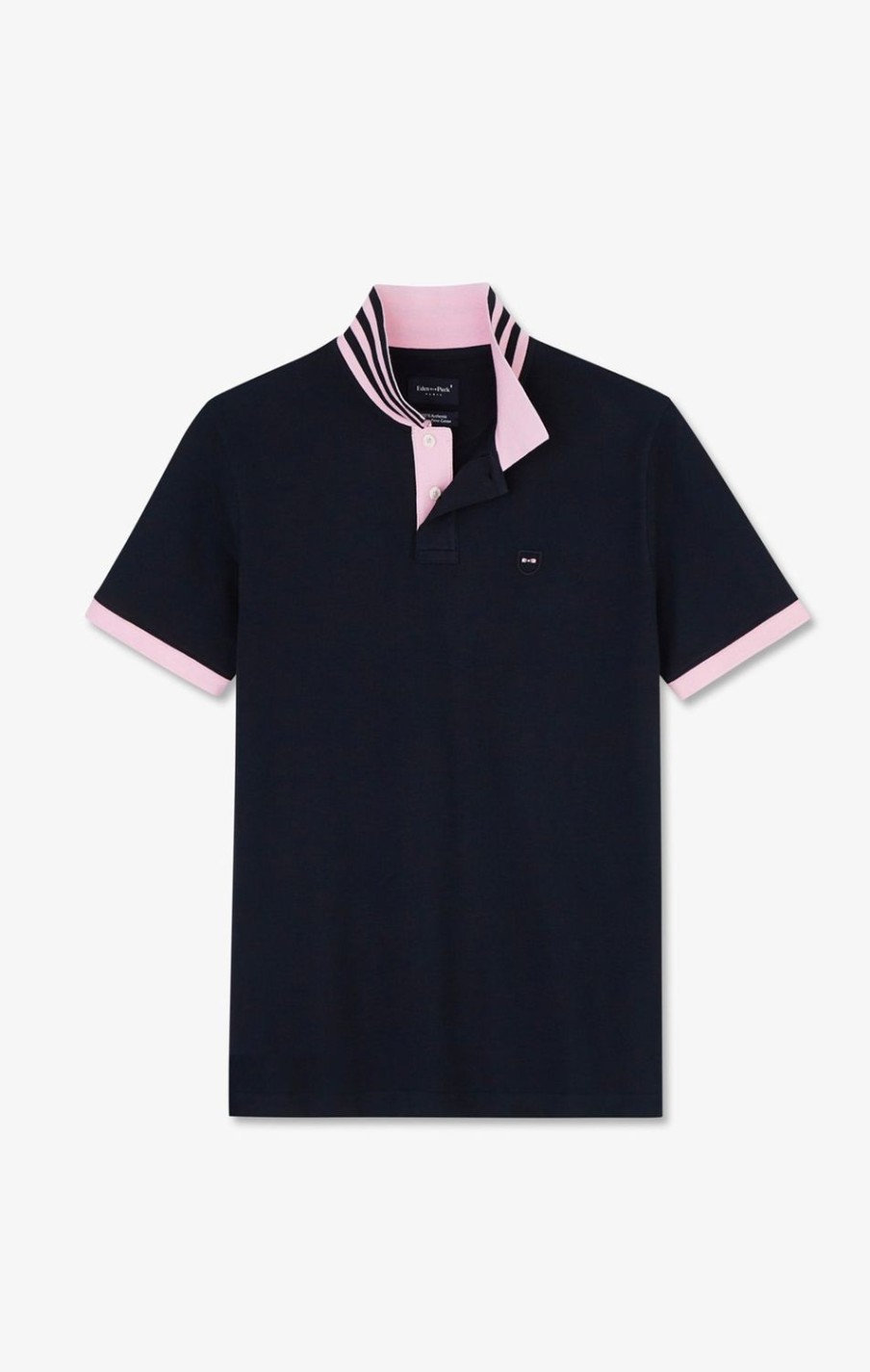 Eden Park Navy Blue Pima Cotton Polo With Contrasting Accents | Polos