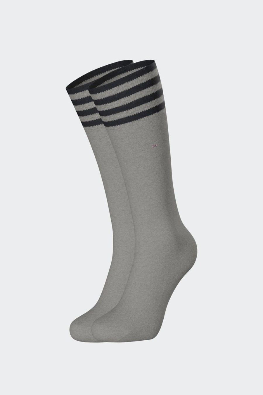 Eden Park Stretch Cotton Grey Socks With Striped Edges | Socks