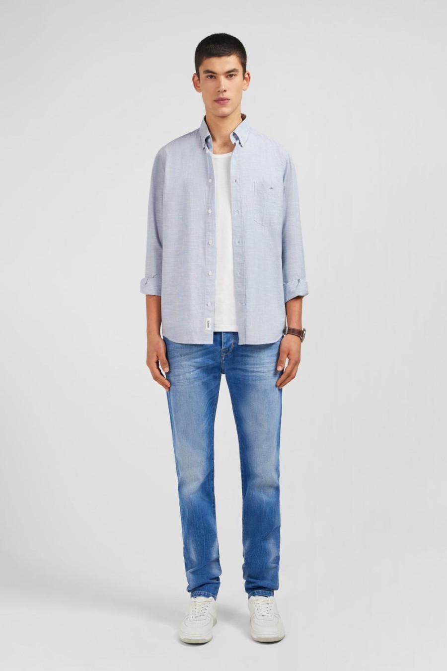 Eden Park Blue Shirt In Cotton Dobby | Shirts