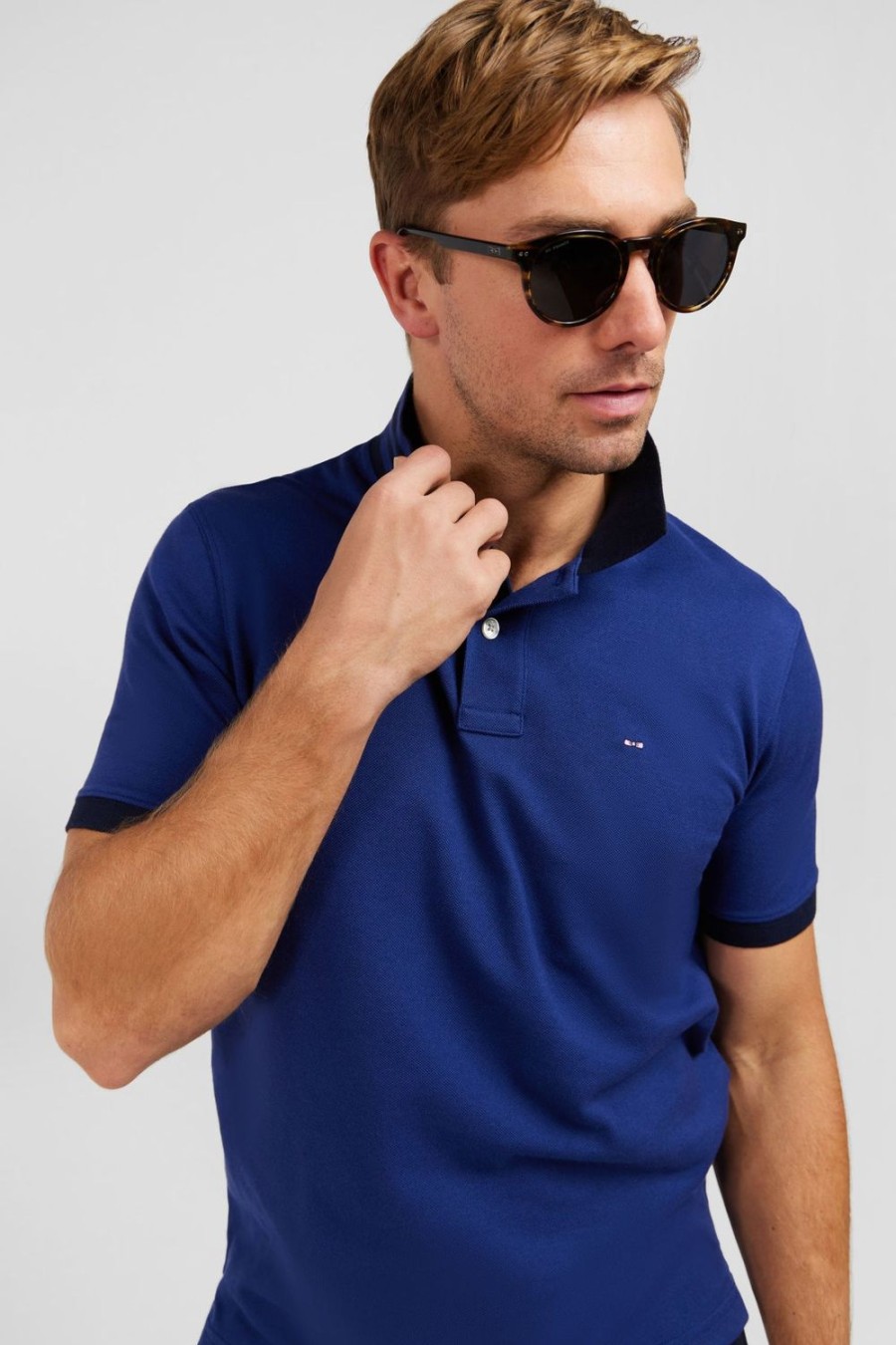 Eden Park Navy Blue Short-Sleeved Polo Shirt | Polos