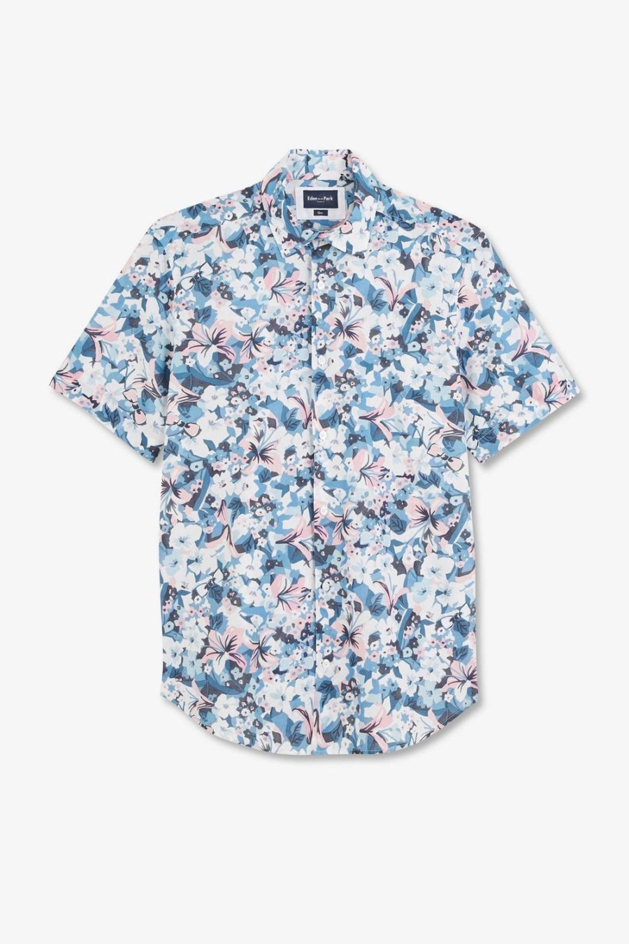 Eden Park Blue Shirt With Exclusive Floral Print | Short-Sleeved Shirts