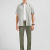 Eden Park Khaki Pleatless Chino Trousers | Pants