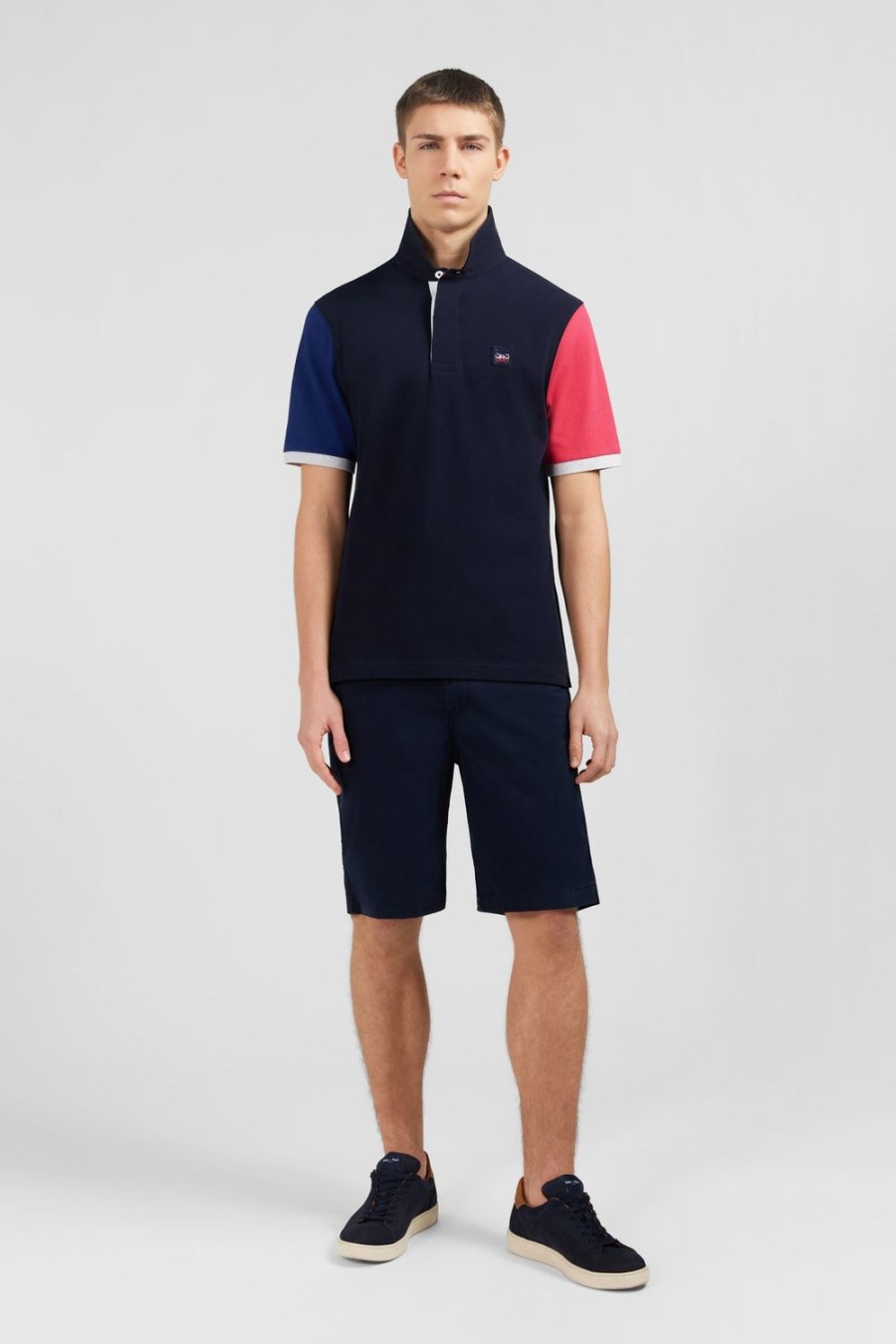 Eden Park Navy Blue Colour-Block Polo Shirt | Rugby Shirts