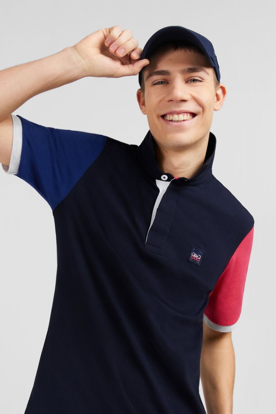 Eden Park Navy Blue Colour-Block Polo Shirt | Rugby Shirts