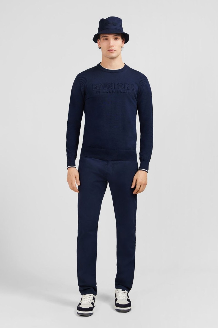 Eden Park Plain Navy Blue Jumper | Sweaters