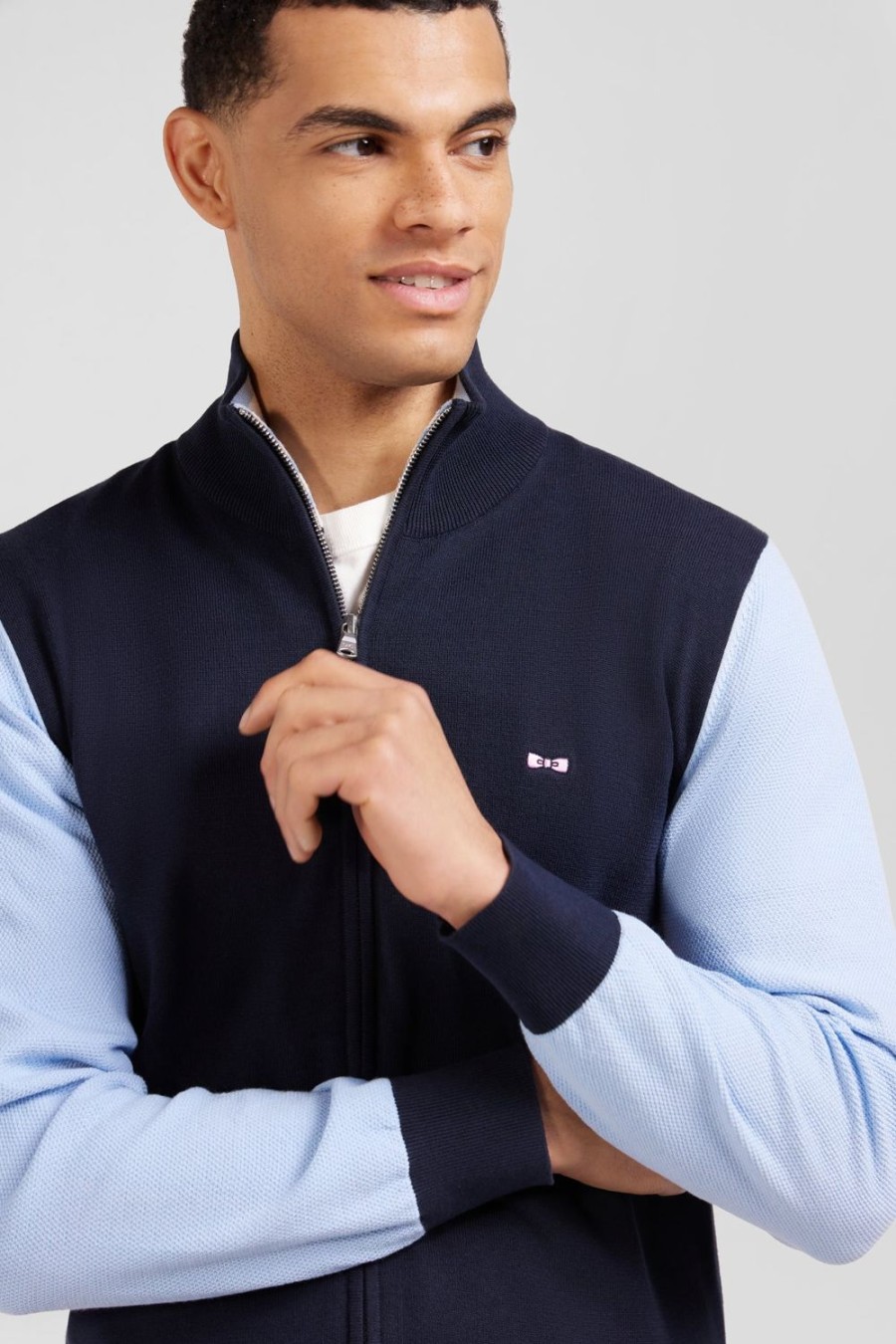 Eden Park Number 10 Navy And Blue Zipped Cardigan | Cardigans