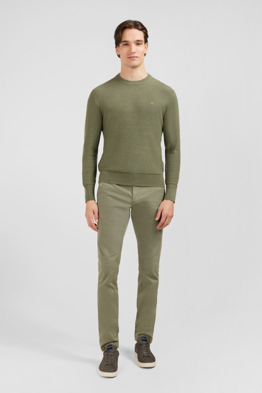 Eden Park Khaki Jumper In A Linen Blend | Sweaters