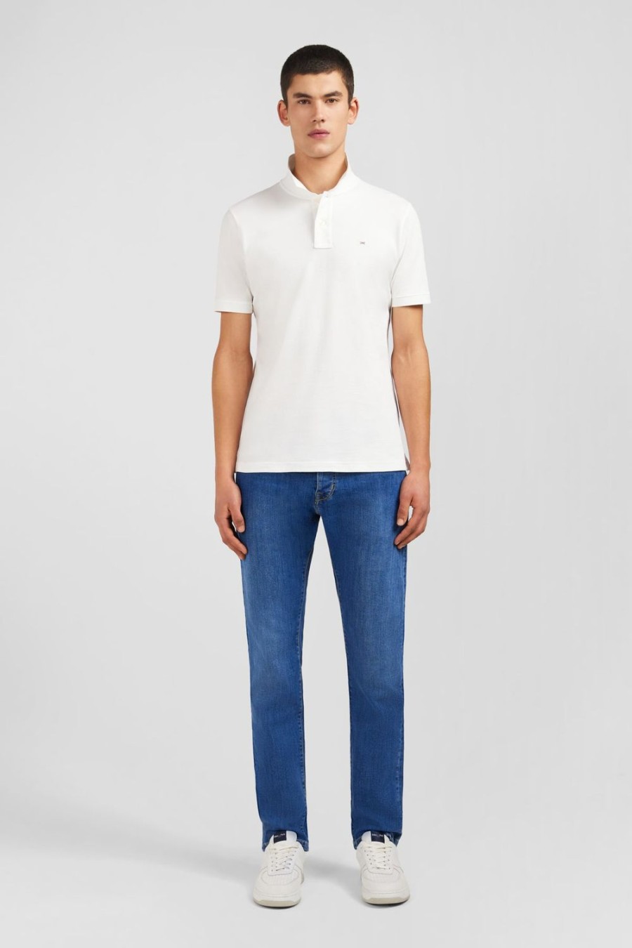 Eden Park White Stretch Pima Cotton Polo | Polos