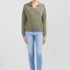 Eden Park Khaki Polo-Neck Jumper | Sweaters