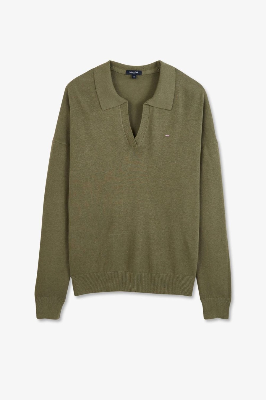 Eden Park Khaki Polo-Neck Jumper | Sweaters