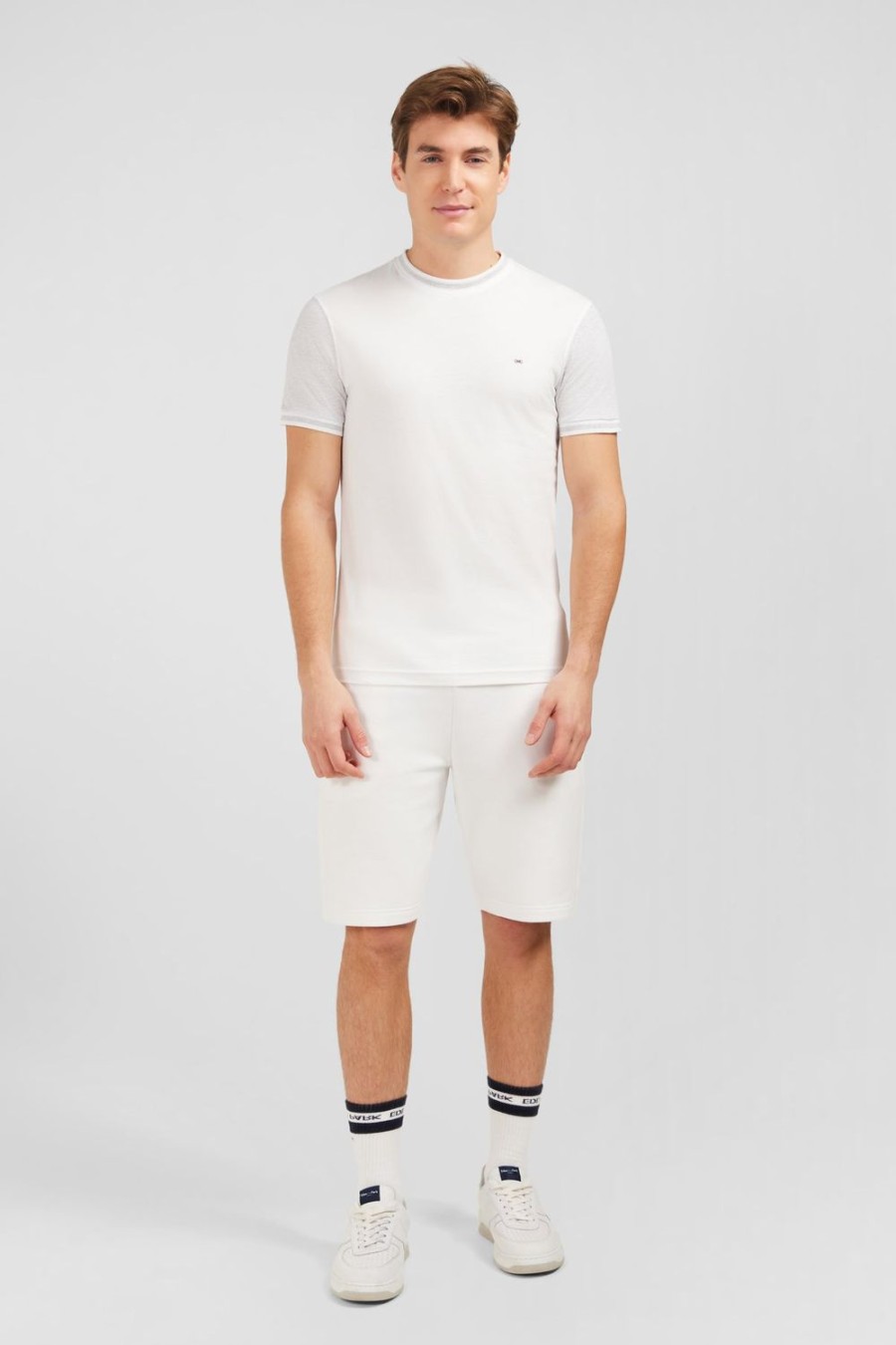 Eden Park White Short-Sleeved Colour-Block T-Shirt | T-Shirts