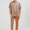 Eden Park Brown Shirt With Flower Print | Short-Sleeved Shirts