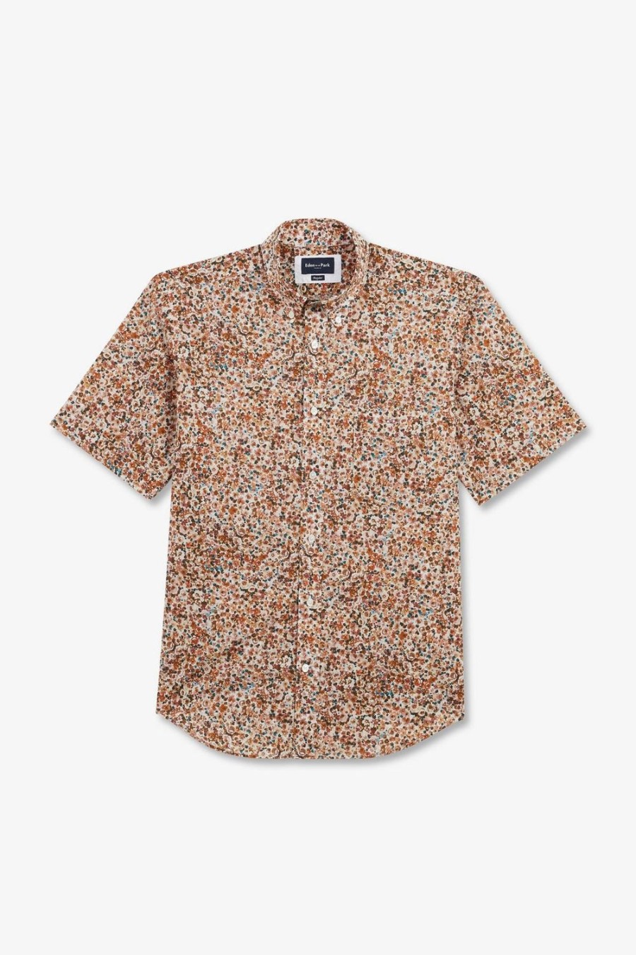 Eden Park Brown Shirt With Flower Print | Short-Sleeved Shirts