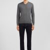 Eden Park Grey V-Neck Cotton Jersey Jumper | Sweaters