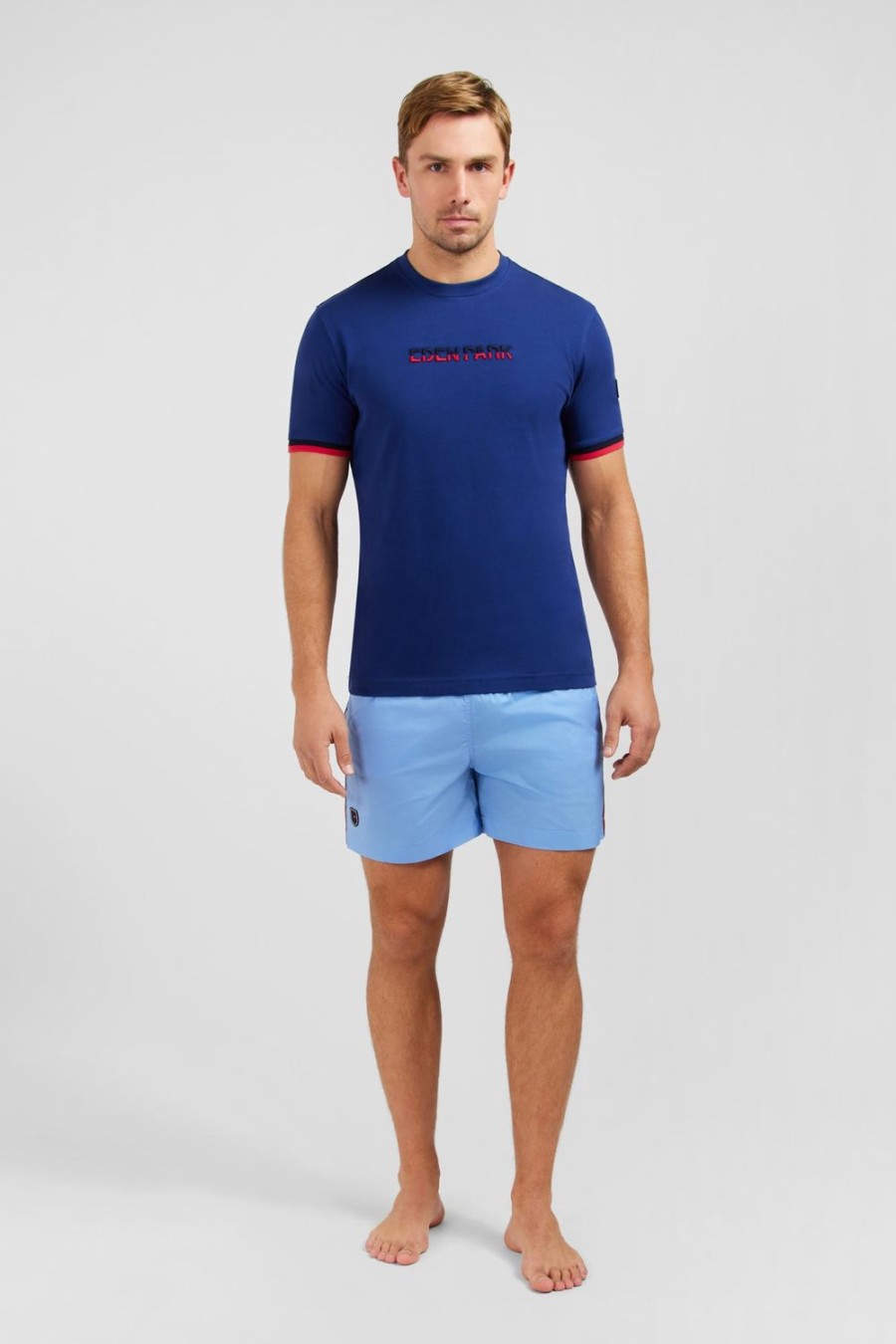 Eden Park Dark Blue T-Shirt With Two-Tone Eden Park Embroidery | T-Shirts