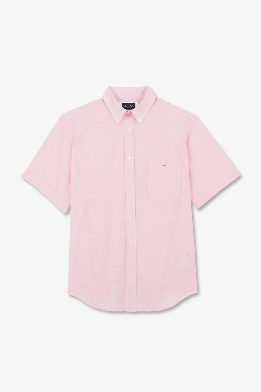 Eden Park Pink Shirt In Cotton Dobby | Short-Sleeved Shirts