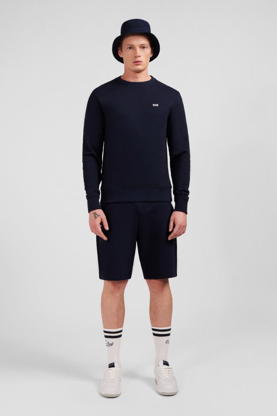 Eden Park Navy Fleece Round-Neck Sweatshirt With Bow Tie Embroidery | Sweatshirts