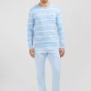 Eden Park Light Blue Striped Jumper In Combination Knit | Sweaters