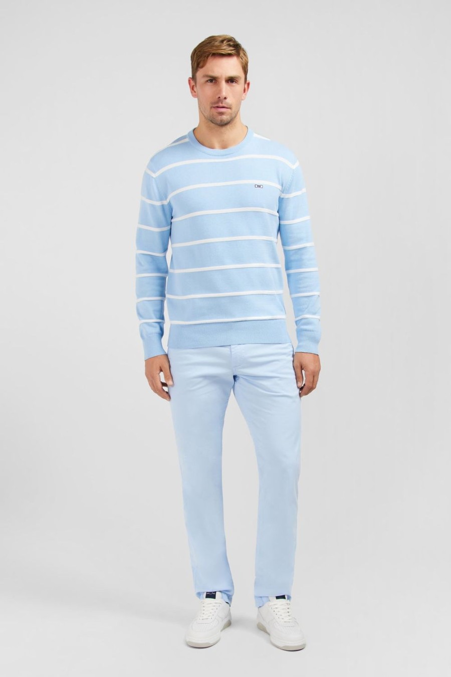 Eden Park Light Blue Striped Jumper In Combination Knit | Sweaters