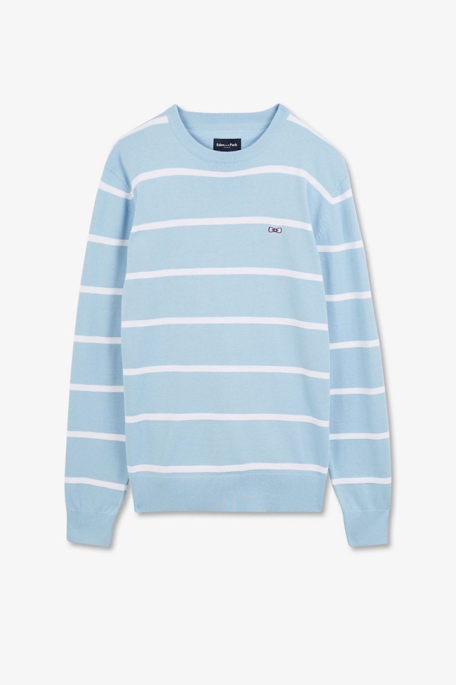 Eden Park Light Blue Striped Jumper In Combination Knit | Sweaters